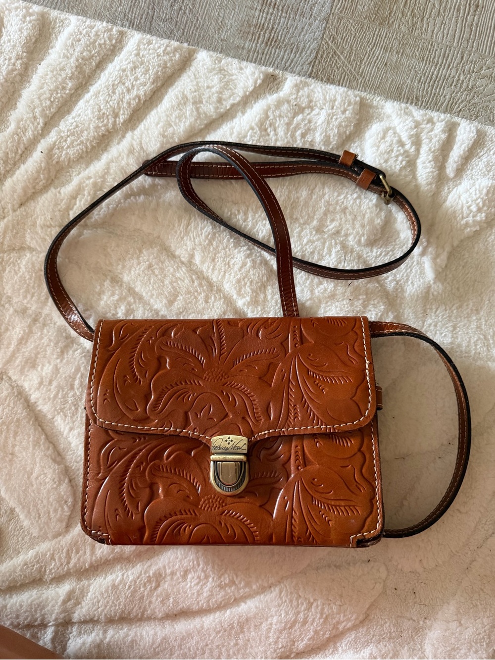 Patricia Nash Embossed Leather Crossbody Bag in Brown